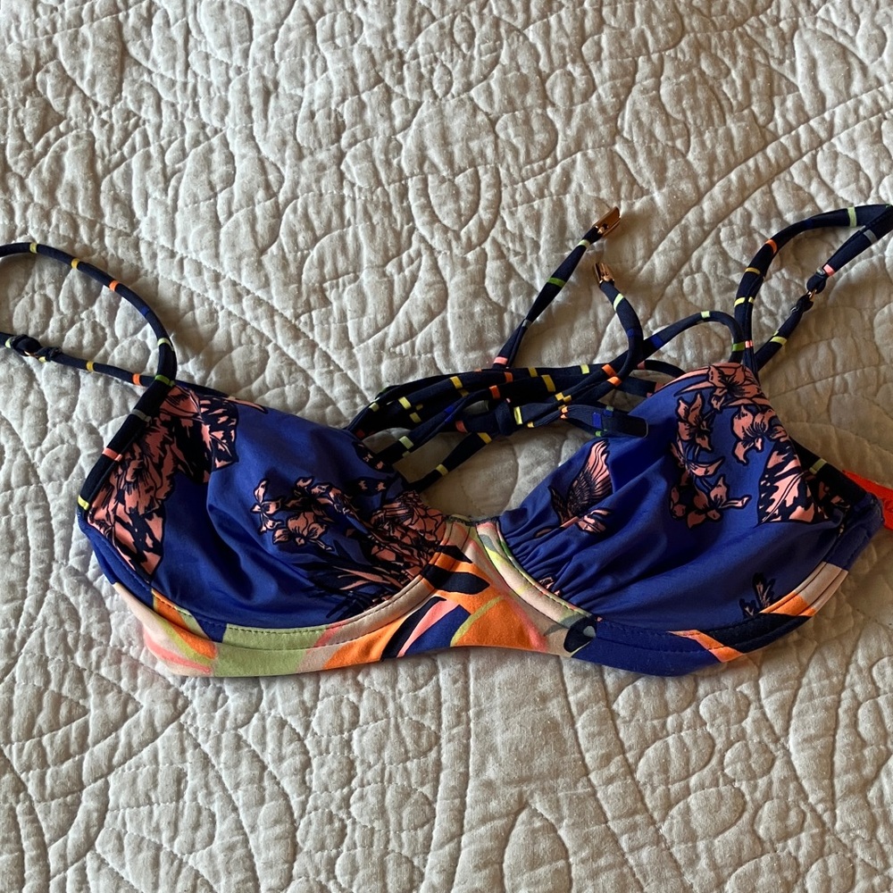 Maaji Blue and Orange Bikini Top